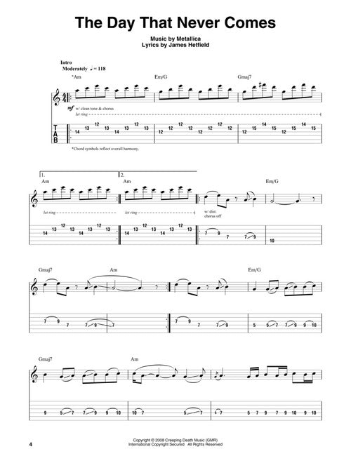 Metallica - 1991-2016 - Guitar Play-Along Vol. 196 - Book/Online Audio