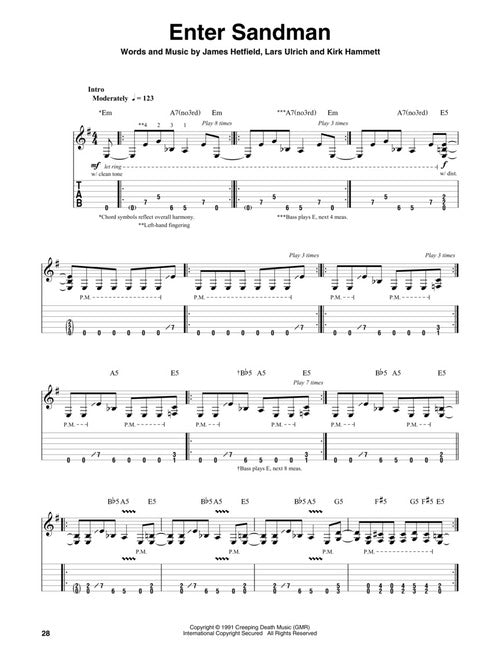 Metallica - 1991-2016 - Guitar Play-Along Vol. 196 - Book/Online Audio