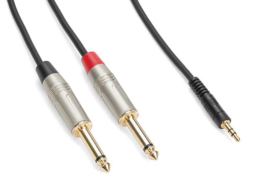 Tourtek Pro - 1/8 inch. TRS (Stereo) to Dual 1/4 inch. TS (Metal) Cable - 3' Breakout Cable