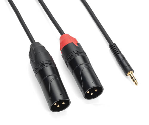 Tourtek Pro - 1/8 inch. TRS (Stereo) to Dual XLR (Male) Cable - 9' Breakout Cable