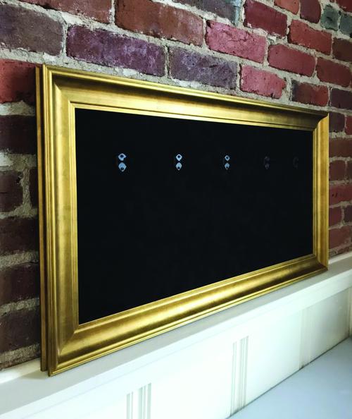 33 X 18 Mini Guitar Display Frame Black Suede Gold Leafing Holds 5 Models