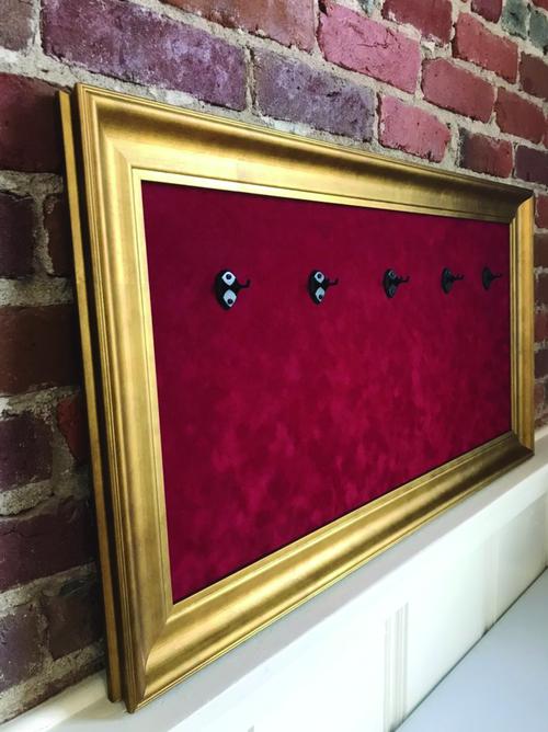 33 X 18 Mini Guitar Display Frame Red Suede Gold Frame Hols 3 Models