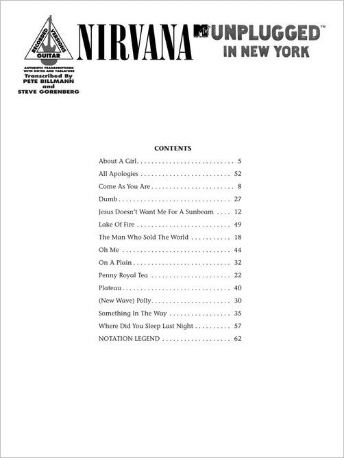 Nirvana - Unplugged in New York - Guitar Recorded Versions