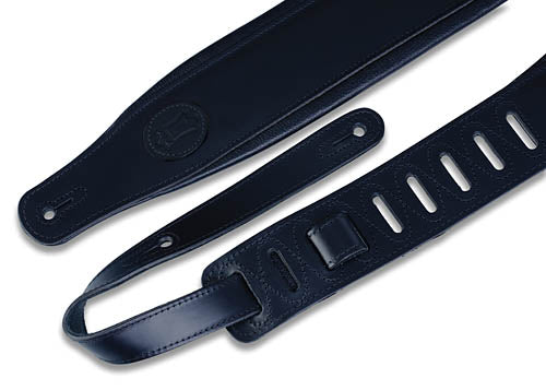 Veg-Tan Leather Guitar Strap - Black