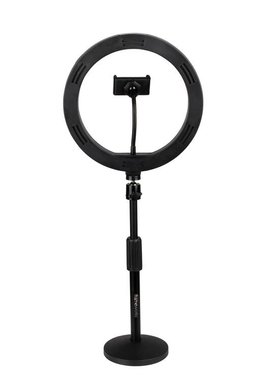 Ring Light Round Base Desktop Stand W/ Phone Clamp
