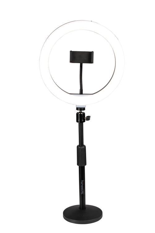 Ring Light Round Base Desktop Stand W/ Phone Clamp