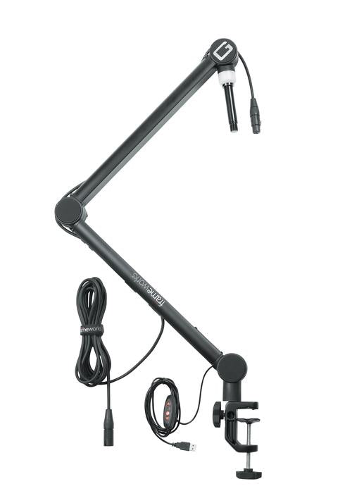 Professional Desktop Broadcast/Podcast Microphone Boom Stand with On-Air Indicator