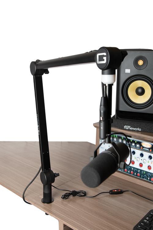 Professional Desktop Broadcast/Podcast Microphone Boom Stand with On-Air Indicator