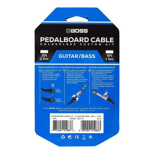 Boss BCK-6 Pedal Board Cable Kit, 6 Connectors, 6ft / 1.8m Cable