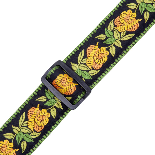 Cotton Floral Guitar Strap - Yellow