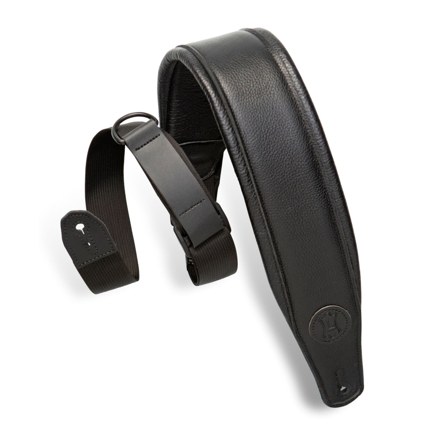 Right Height Garment Leather Guitar Strap - Black