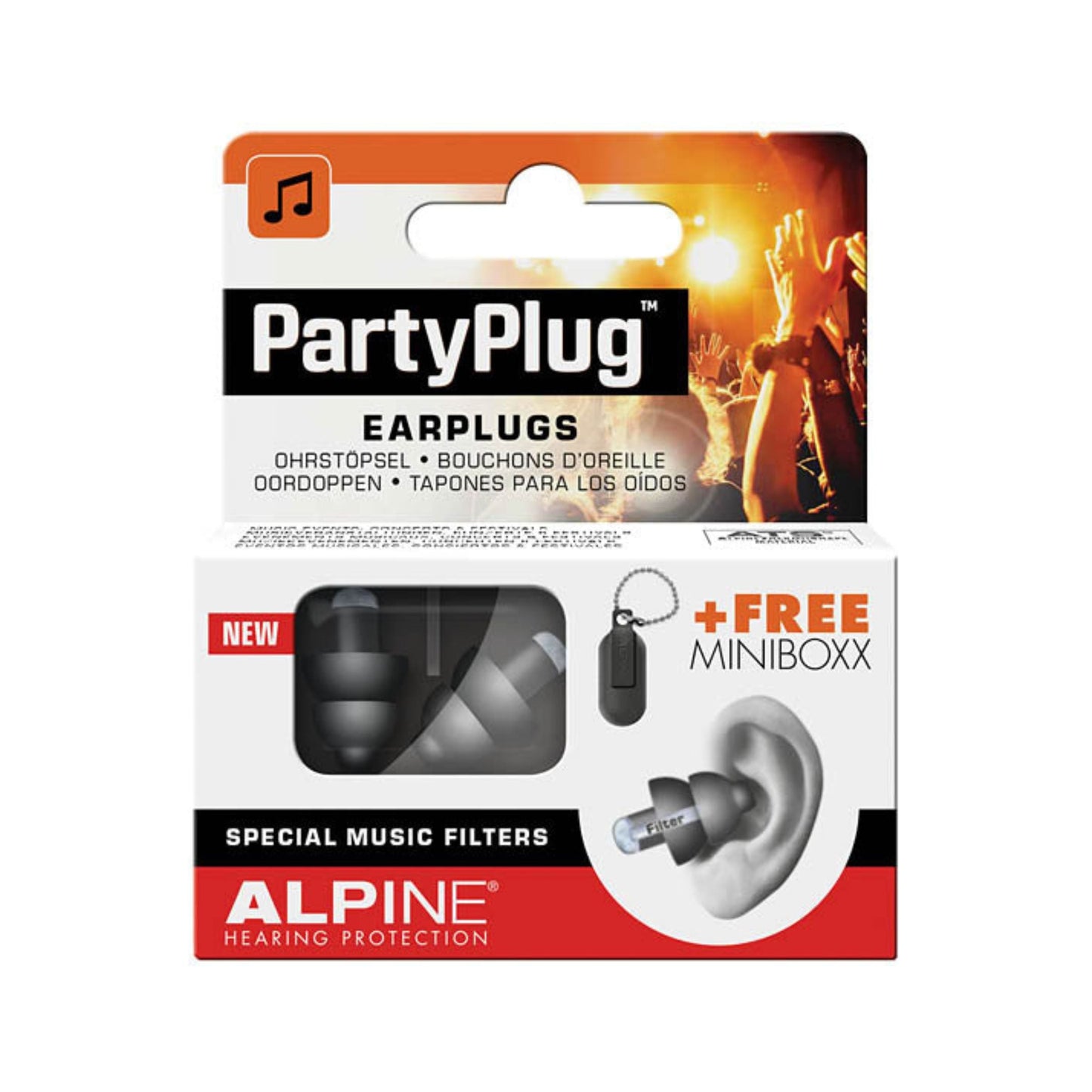 PartyPlug Earplugs - Black - 6-Pack Display