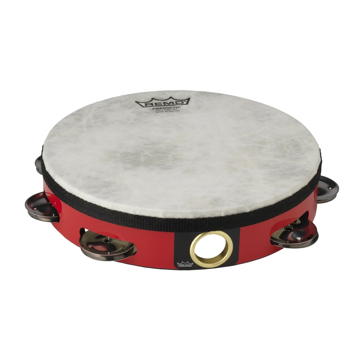 Fiberskyn Tambourine - 8“ Diameter, Single Row, Red