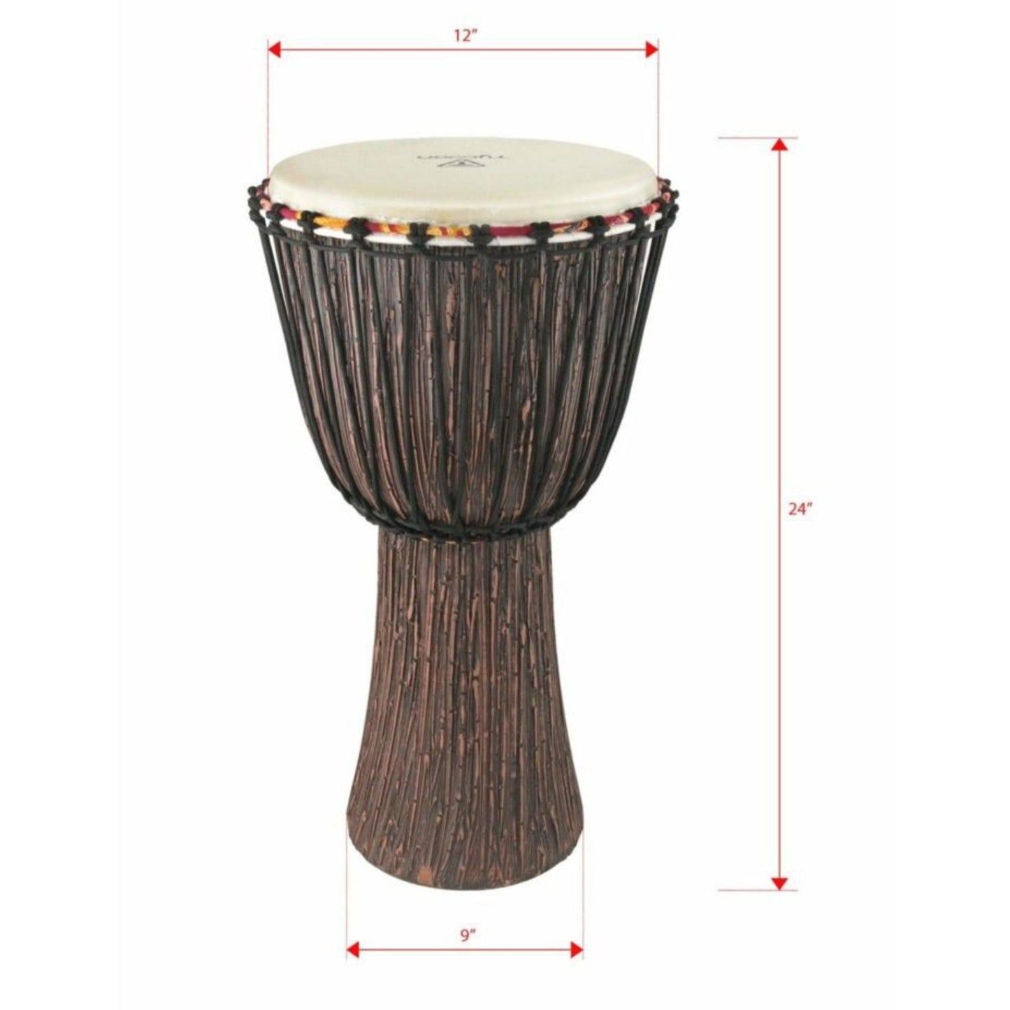 Supremo Select 12" Rope-Tuned Djembe - Lava Wood Finish