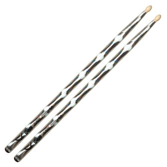Color Wrap 5A Silver Optic Drum Sticks
