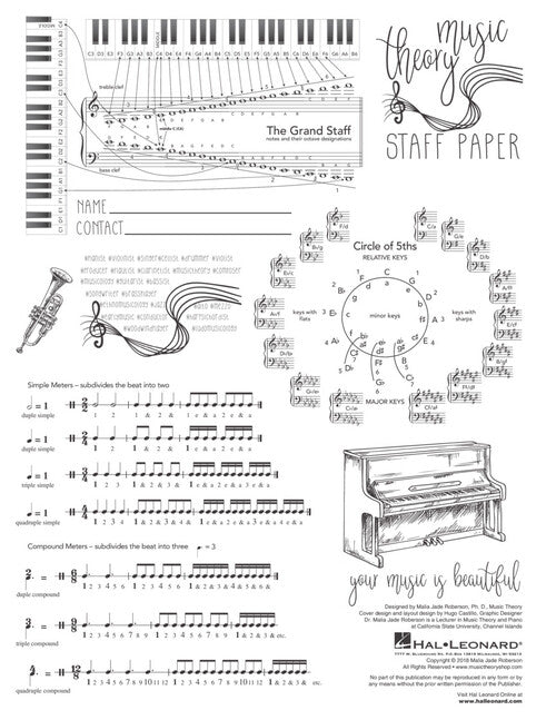 Music Theory Staff Paper - 8.5 inch. x 11 inch.