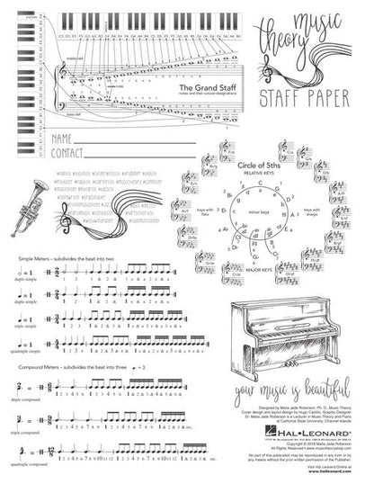 Music Theory Staff Paper - 8.5 inch. x 11 inch.