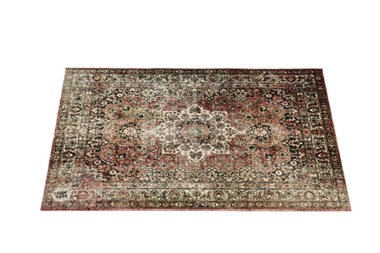 Vintage Persian Style Stage Mat Original Red 4.26' X 3' - Classic Worn 4.26' X 3'