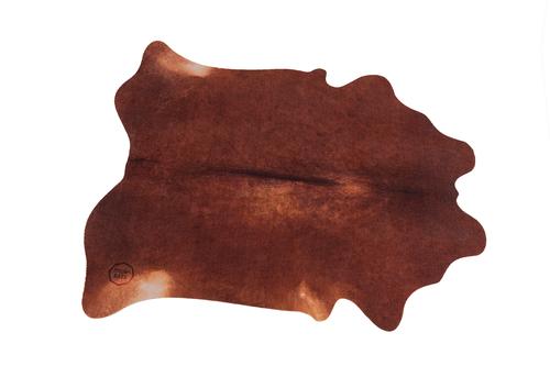 Vegan Cow Drum Rug 6' X 5.25' - 6' X 5.25' Betsy Red Brown