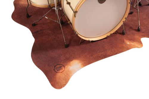 Vegan Cow Drum Rug 6' X 5.25' - 6' X 5.25' Betsy Red Brown