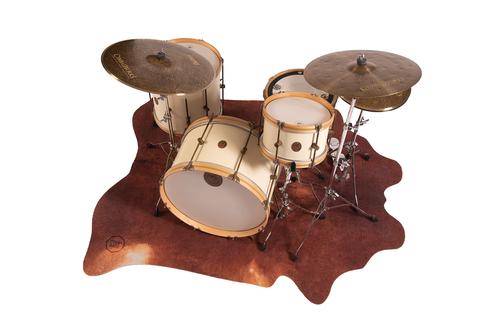 Vegan Cow Drum Rug 6' X 5.25' - 6' X 5.25' Betsy Red Brown