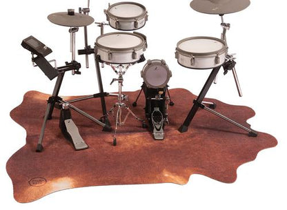 Vegan Cow Drum Rug 6' X 5.25' - 6' X 5.25' Betsy Red Brown