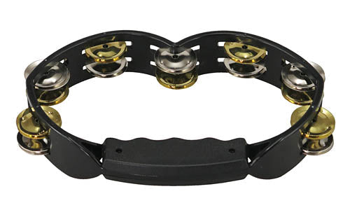Bright Sound Mixed Jingles Tambourine - Black Plastic