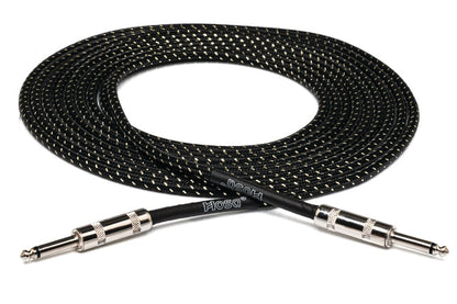 Cloth Guitar Cable, Hosa Straight To Same, 18 Ft, Black/gold
