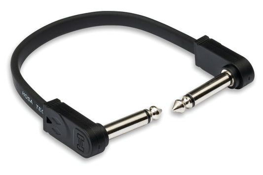 Flat Guitar Patch Cable, Molded Low-profile Right-angle To Same, 6 In