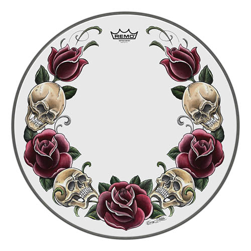 Bass, Powerstroke, 22“, 'tattoo Rock & Roses On White' Graphic, Packaged
