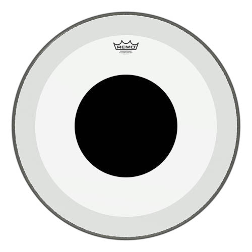 Bass, Powerstroke 3, Clear, 22“ Diameter, No Stripe, Top Black Dot