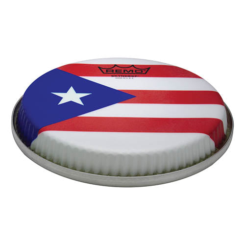 R-Series Low Collar Skyndeep Bongo Drumhead - Puerto Rican Flag Stripe Graphic 8.5 inch.