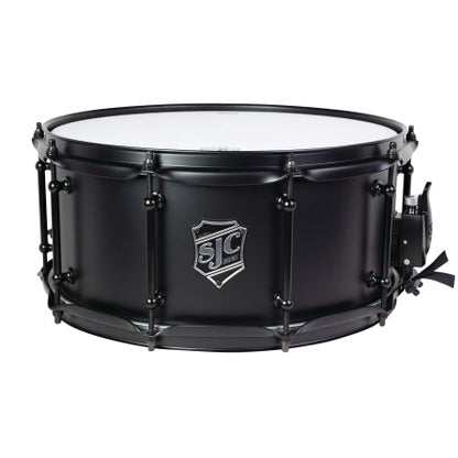 Alpha Black Steel Snare, 6.5x14, 1mm Flat Black Steel Shell, Tube Lugs, Flat Black Hard - 1mm Flat Black Steel shell