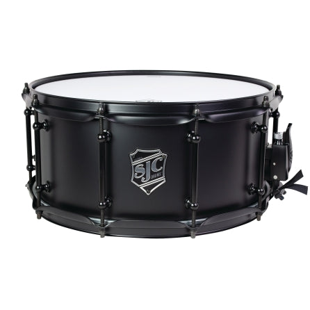 Alpha Black Steel Snare, 6.5x14, 1mm Flat Black Steel Shell, Tube Lugs, Flat Black Hard - 1mm Flat Black Steel shell