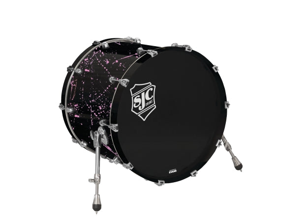 Navigator Bass Drum 18x22 Black W/ Pink Splatter, Chrome Hw - Black w/ Pink Splatter