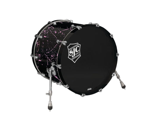 Navigator Bass Drum 18x22 Black W/ Pink Splatter, Chrome Hw - Black w/ Pink Splatter