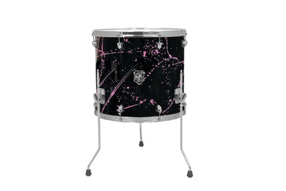 Navigator Floor Tom 16x18 Black W/ Pink Splatter, Chrome Hw - Black w/ Pink Splatter