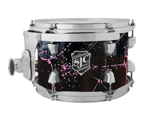 Navigator Rack Tom 7x10 Black W/ Pink Splatter, Chrome Hw - Black w/ Pink Splatter