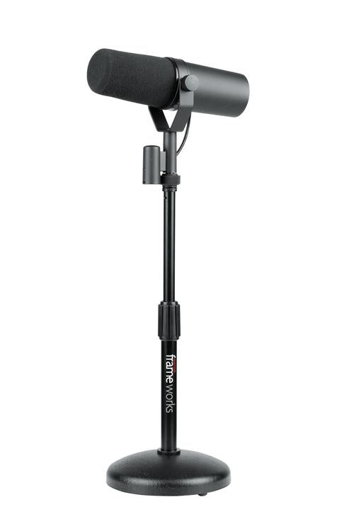 Desktop Microphone Stand With Round Weighted Base & Adjustable Height