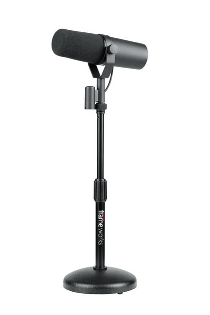Desktop Microphone Stand With Round Weighted Base & Adjustable Height