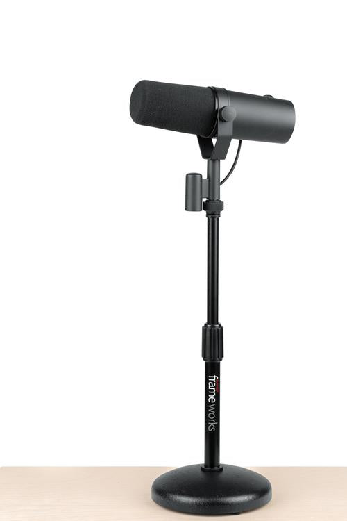 Desktop Microphone Stand With Round Weighted Base & Adjustable Height