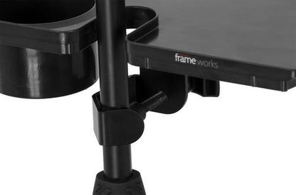 Frameworks Microphone Stand Accessory Tray With Drink Holder And Guitar Pick Tab