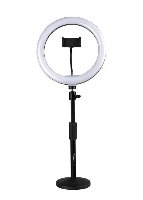 Ring Light Round Base Desktop Stand W/ Phone Clamp