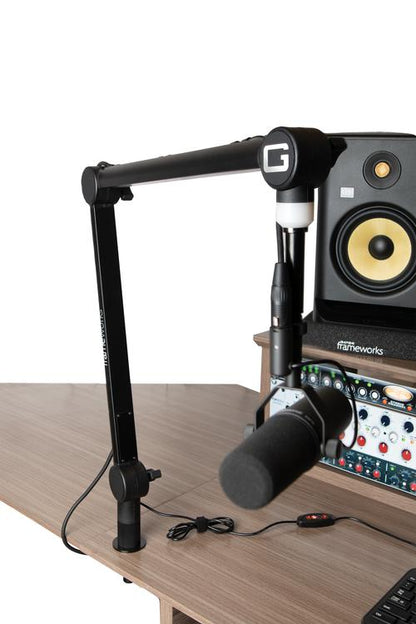 Professional Desktop Broadcast/Podcast Microphone Boom Stand with On-Air Indicator