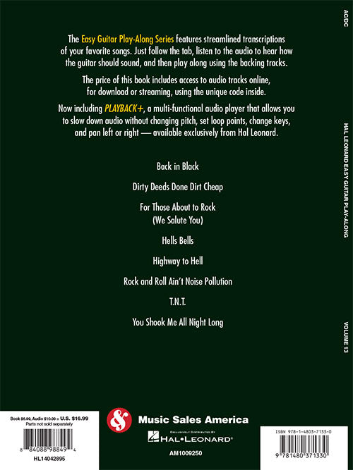 AD/DC - Easy Guitar Play-Along Vol. 13 - Book/Online Audio