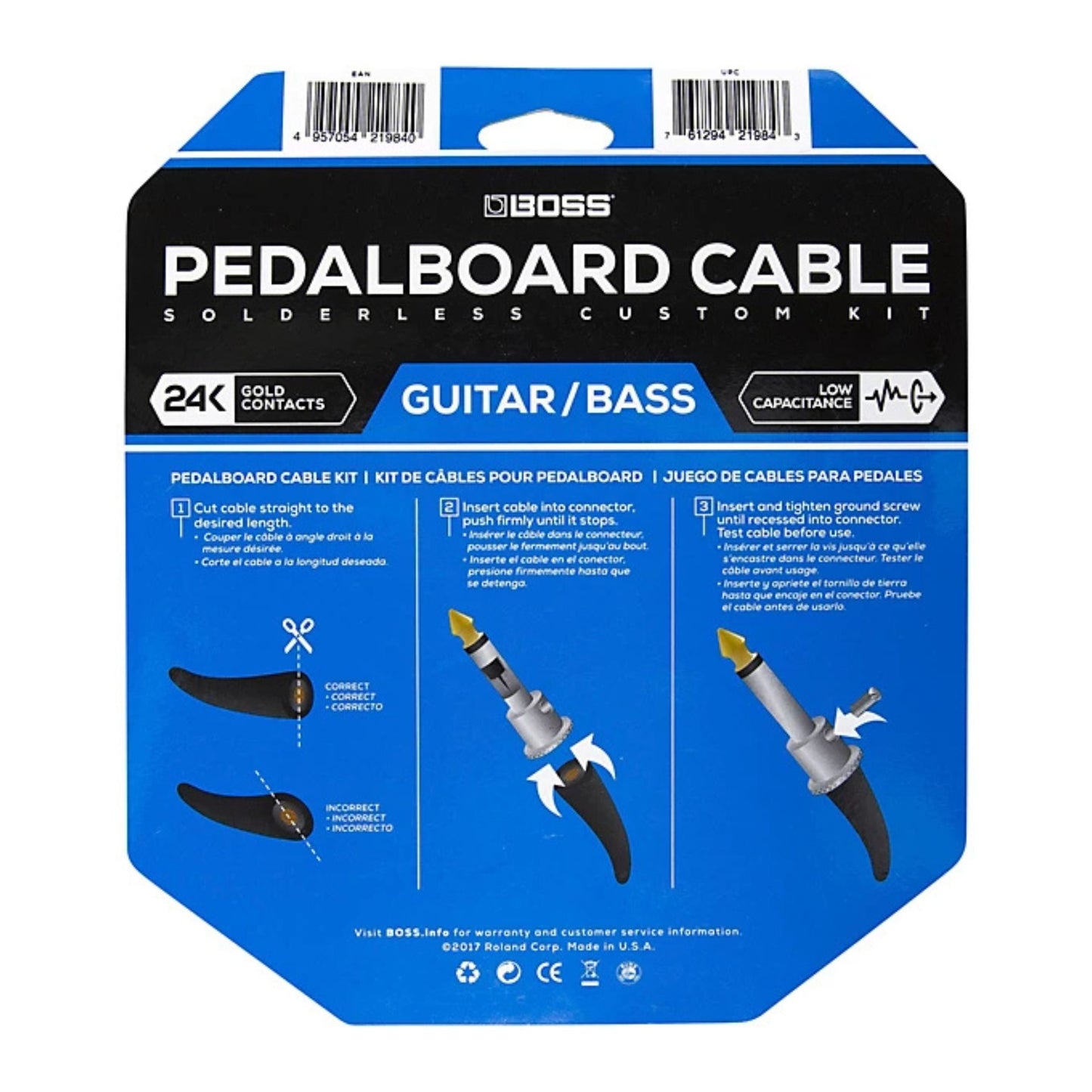 Boss BCK-12 Pedal Board Cable Kit, 12 Connectors , 12ft / 3.6M Cable