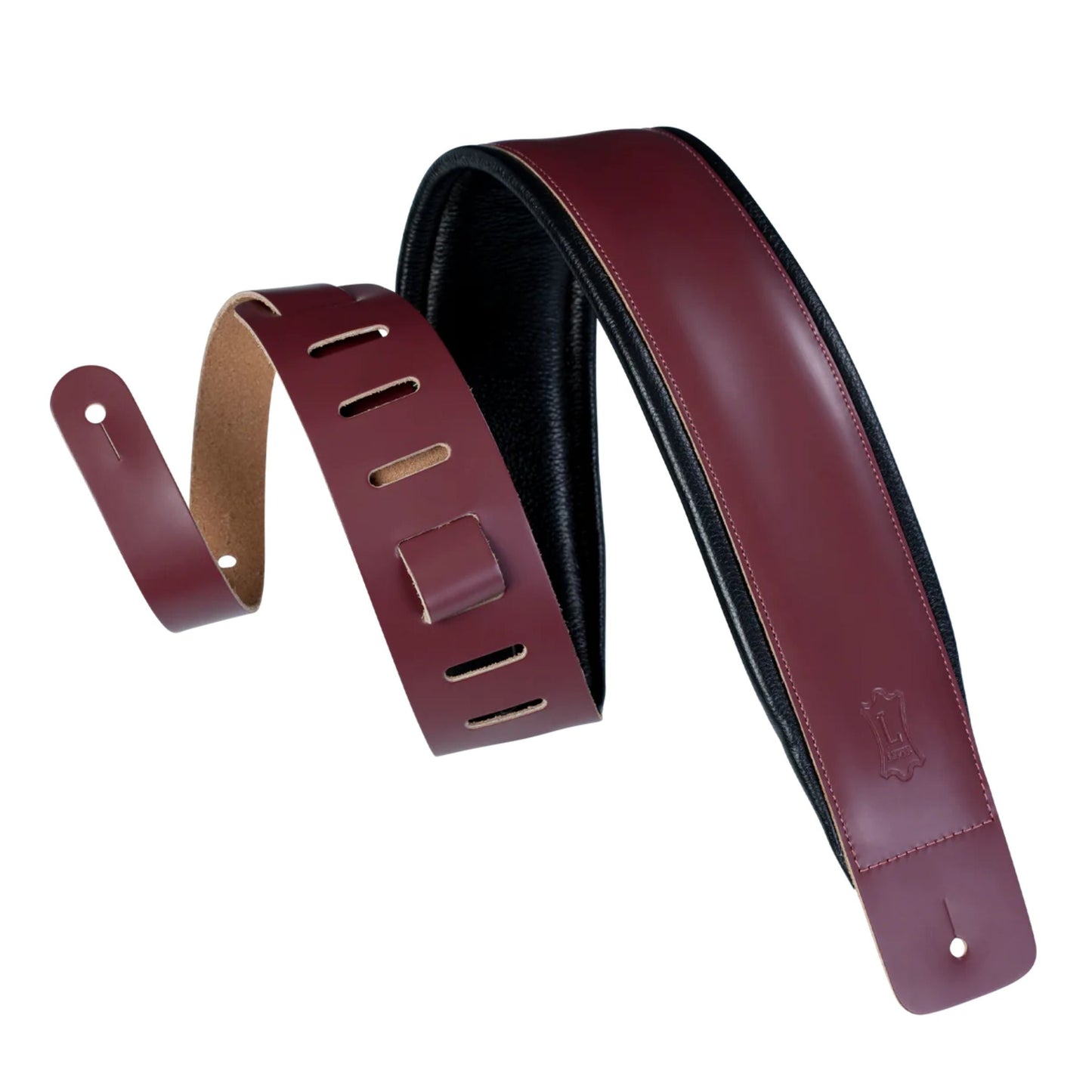 Larsen Leather Deluxe Series Guitar Strap - Burgundy