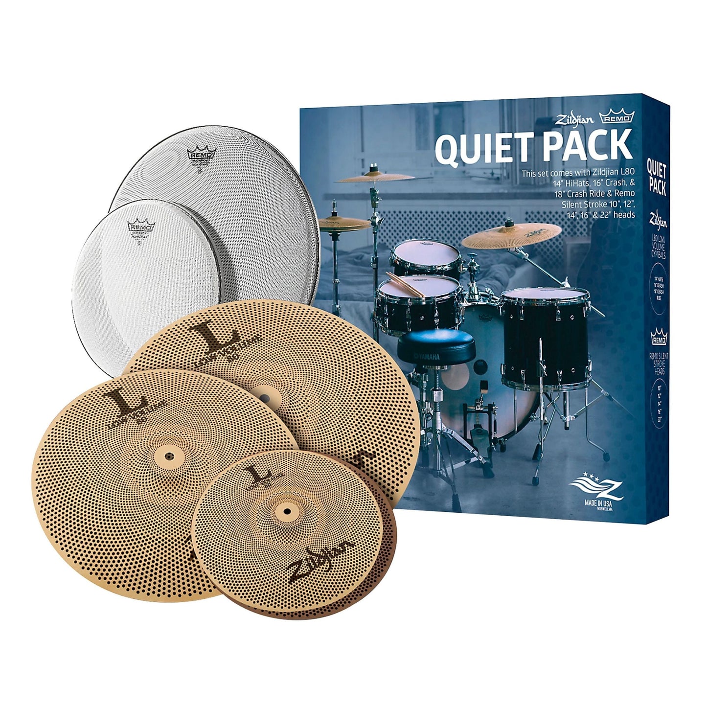 L80 Quiet Pack - Low Volume Cymbals w/ Remo Silentstroke Heads