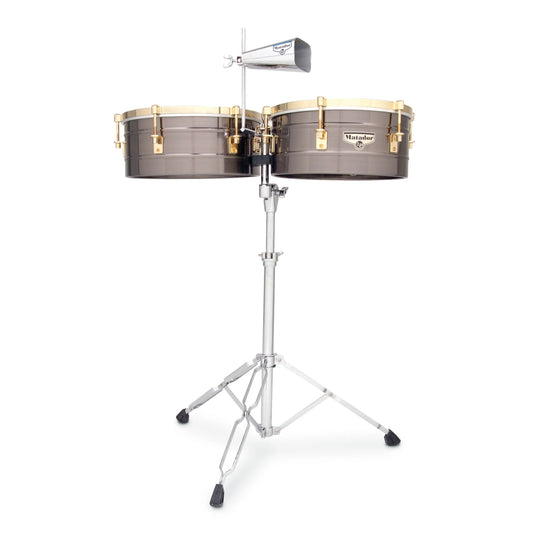 Matador 14" and 15" Timbales - Brush Nickel w/ Gold Hardware