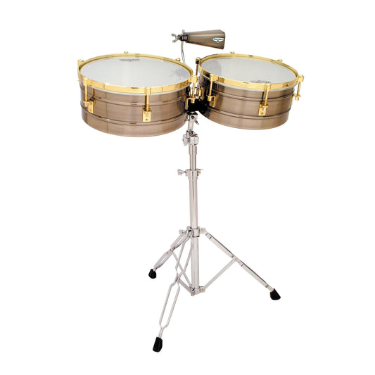 Matador 14" and 15" Timbales - Brush Nickel w/ Gold Hardware